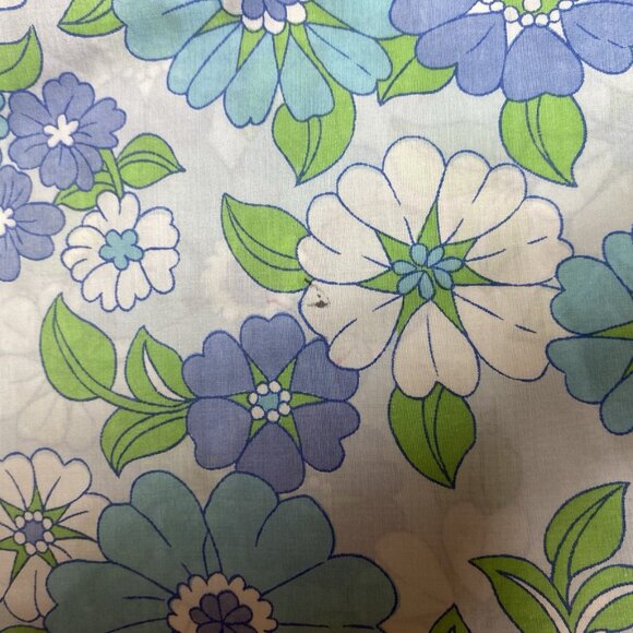 Vtg Fieldcrest Flower Power Mod Flat King Sheet Blue Colorway Cutter - Picture 5 of 15